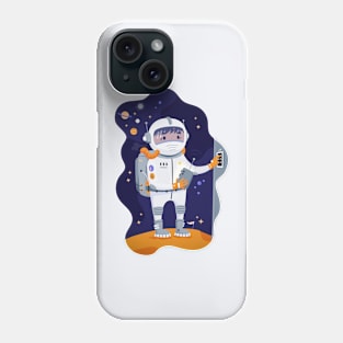 Cosmonaut in space on planet Phone Case