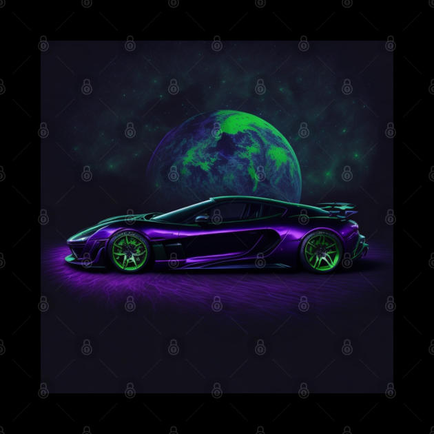 Galaxy Sport Car | Galactic Velocity: A Stellar Night Ride by The Print Palace