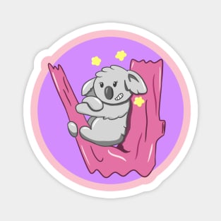 Cute Girl Koala On Tree Magnet