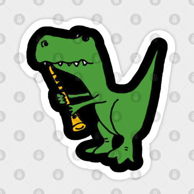 Funny T Rex Dinosaur Playing Clarinet Cartoon Clarinet Sticker Teepublic Au