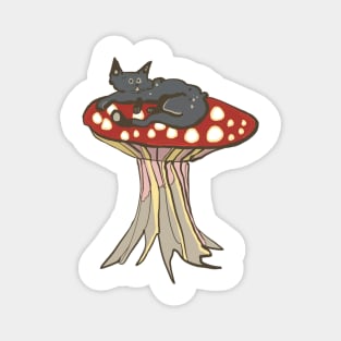 Cat on a Mushroom Magnet
