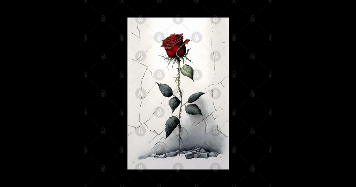 Single Red Rose Goth Gothic Style Watercolor - Goth Rose - Posters and ...