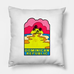 Dominican Republic Groovy Sunset 70's Hippie Hippy Vintage Pillow