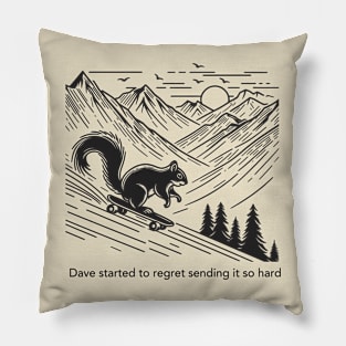 Squirrel Send Black Work Minimalist Pillow