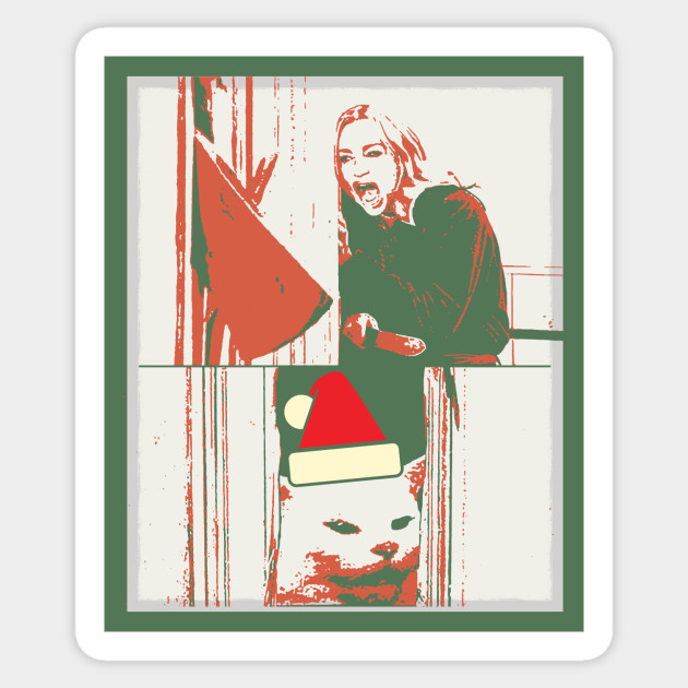 Table Cat Santa Hat And Yelling Woman Movie Parody Table Cat