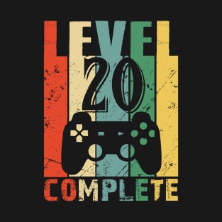 Vintage 20th Wedding Anniversary Level 20 Complete Video Gamer Birthday Gift Ideas T-Shirt