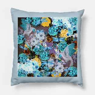 PARROTS DRAGONFLIES HYDRANGEAS AND ROSES AND ORCHIDS AND MAGNOLIAS Pillow