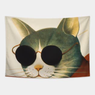 Japanese Ukiyo-e Cool Cat Tapestry