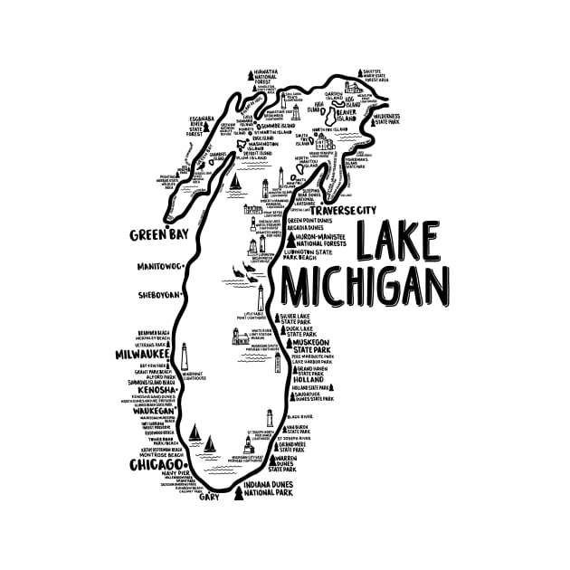 Lake Michigan Map by fiberandgloss