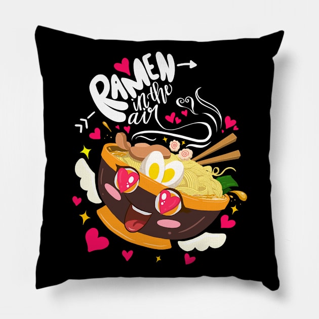 Kawaii Cute Ramen Bowl Ramen Life Ramen Lover Ramen Noodles Pillow by Jake, Chloe & Nate Co.