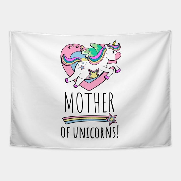 Mother Of Unicorns! Hearts And Stars Tapestry by brodyquixote