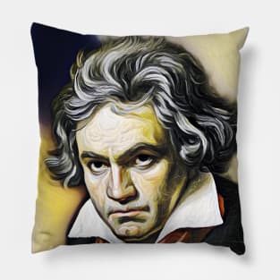 Ludwig van Beethoven Yellow Colourful Portrait | Ludwig van Beethoven Artwork 9 Pillow