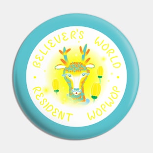 Pastel Carpet-like Texture With Text Version - Believer's World Resident Wopwop 2 Pin