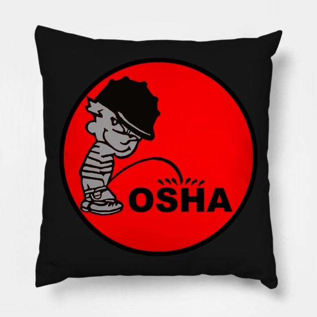 Calvin Pee on OSHA Pillow by  The best hard hat stickers 