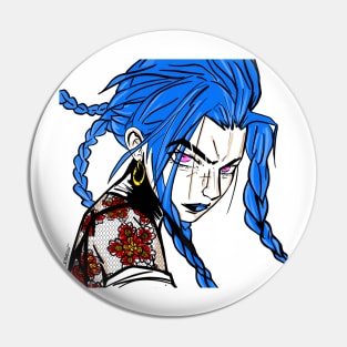 crazy blue hair criminal girl ecopop art in videogame aesthetics Pin