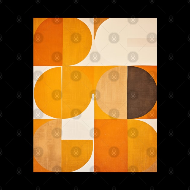 Orange and Cream Abstract Geometric 70s by Trippycollage