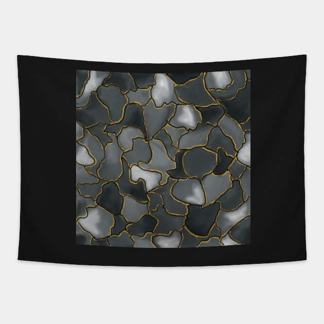 Gold rimmed shades of grey splotches Tapestry by gldomenech