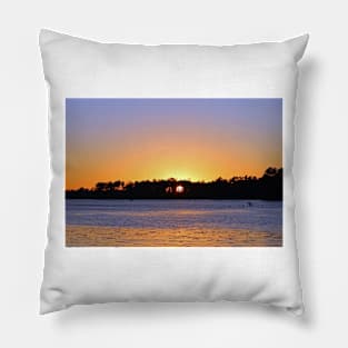 Sun Setting At The River Pillow