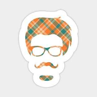 Plaid Head Silhouette Magnet