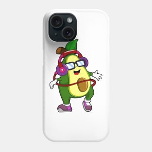 Avocado at Music with Headphone Phone Case