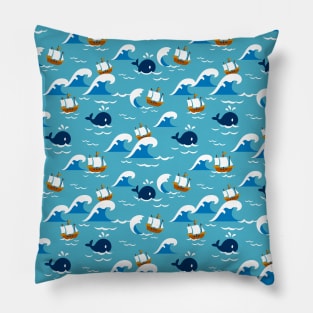 Move with the Sea Waves Pattern Pillow