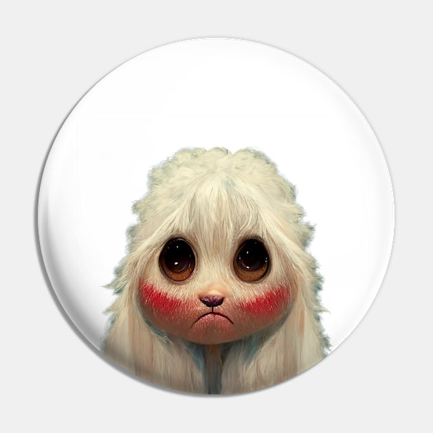 Adorable Sad Lamb with Big Eyes Pin by DigitPaint