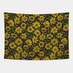 Simple Summer Flowers on Yellow Tapestry