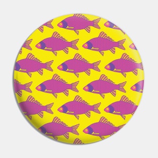 Purple and Pink Tropical Fish Shoal Pattern Pin