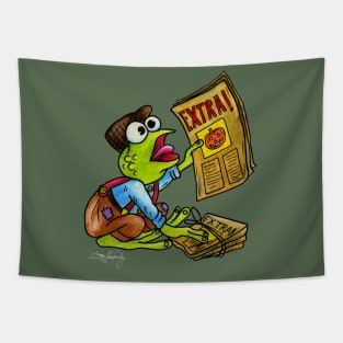 Halloween News Frog Tapestry