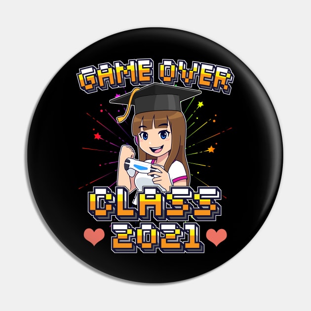 Game Over Class of 2021 Graduation Girl Loves Anime Gaming Pin by Ramadangonim