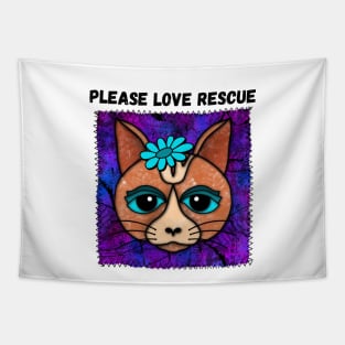 Please Love Rescue Cat Design In Patch-style Tapestry