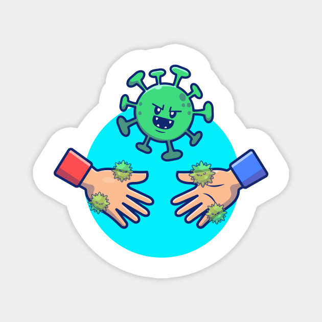 Hand shake with cute virus cartoon 1 Magnet by Catalyst Labs