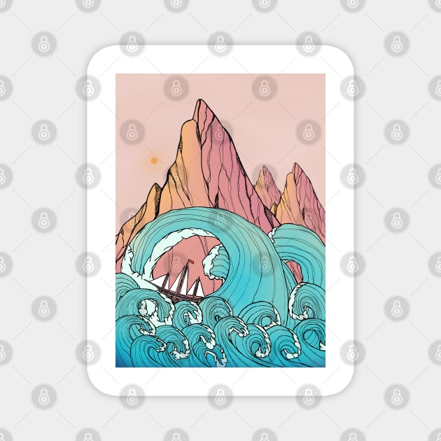 Waves Of The Sea Cliffs Magnet by Swadeillustrations