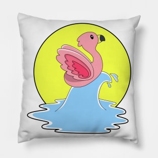 Flamingo at Surfing on Water Pillow