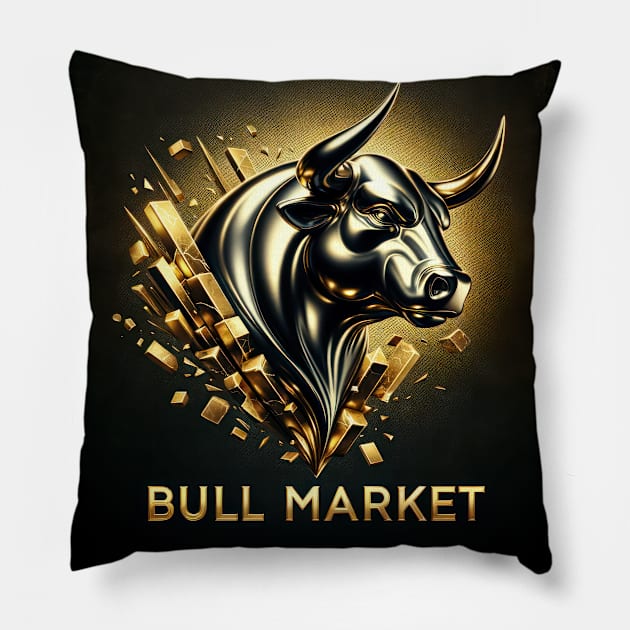 Bull Market Pillow by TooplesArt