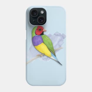 Gouldian finch colour pencil drawing Phone Case