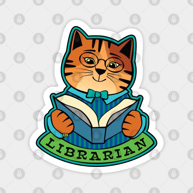 Librarian Cat Magnet by Sue Cervenka