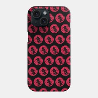 Black pagoda on a red circle with storks pattern Phone Case