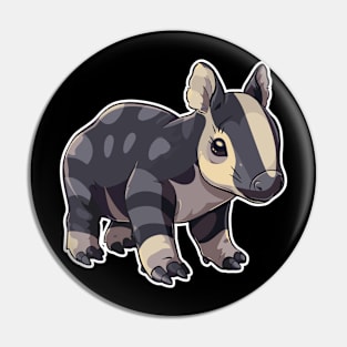 Cute Mountain Tapir Illustration - Adorable Animal Art Pin