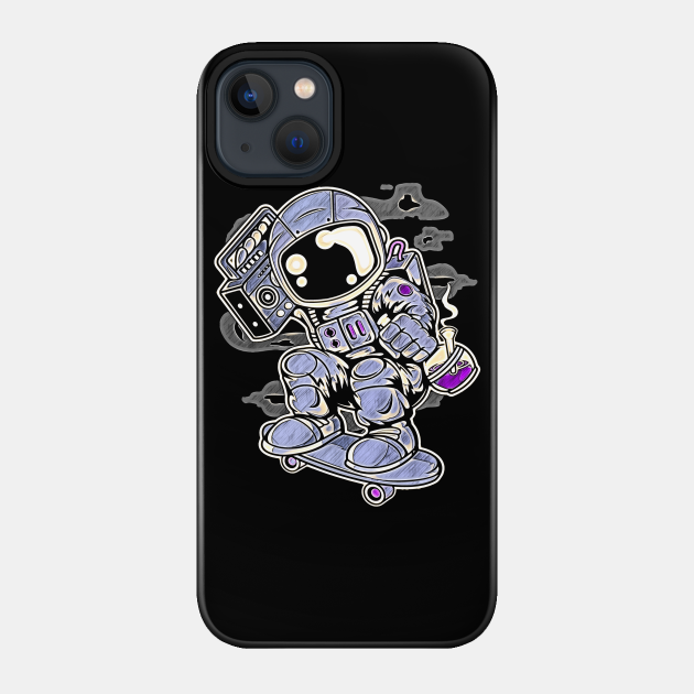 Astroanut Skater Boombox • Funny And Cool Sci-Fi Cartoon Drawing Design Great For Any Occasion And For Everyone - Astronaut - Phone Case