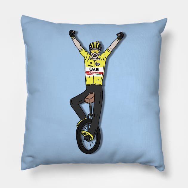 Tadej Pogacar Tour de France 2022 - Yellow jersey Pillow by p3p3ncil