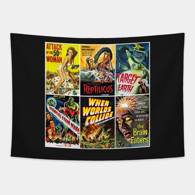 50s Sci-Fi Poster Collection Tapestry by headrubble