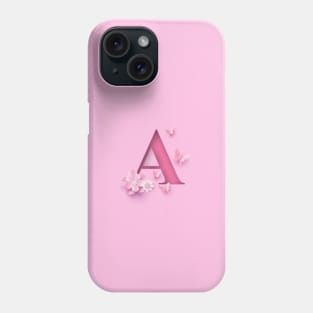 A Letter Personalized, Pink Minimal Cute Design, Birthday Gift, Christmas Gift, Phone Case