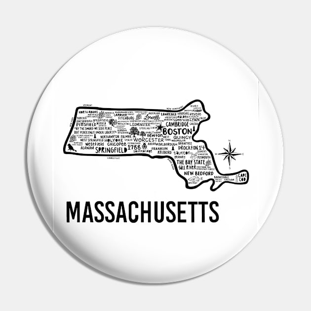 Massachusetts Map Pin by fiberandgloss