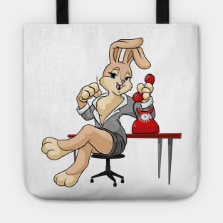 Bunny as secretary with phone and pencil Tote