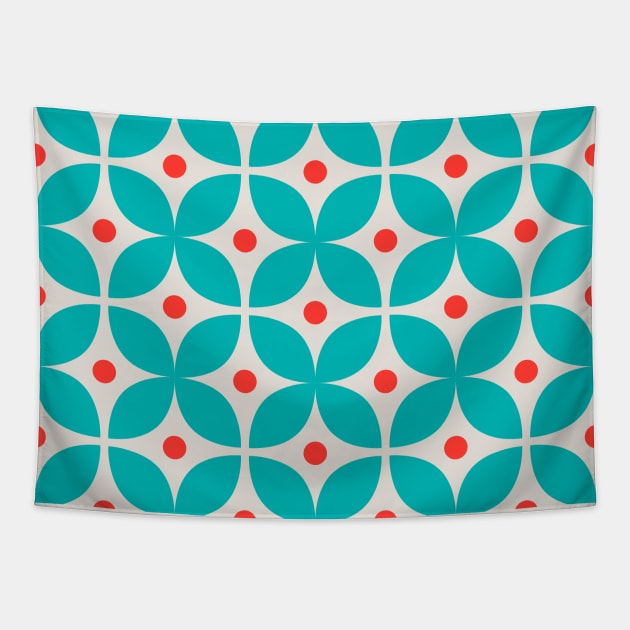 Geometric Pattern: Stylised Flower: Blue Tapestry by Red Wolf