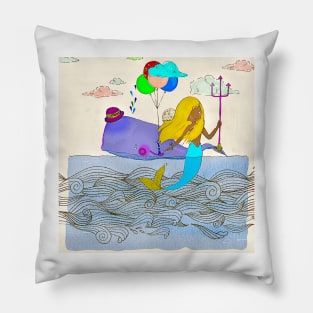 Starring the Mermaid and the Whale. Pillow