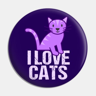 I Love Pretty Purple Cats Pin