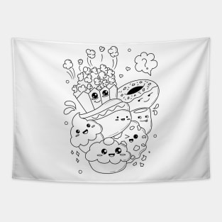 Doodle food cartoon Tapestry