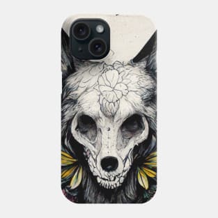 Floral tattoo wolf 2 Phone Case